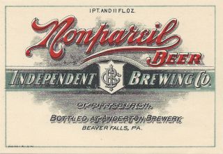 Nonpareil Beer Label - Independent/anderton Brewery - Beaver Falls,  Pa