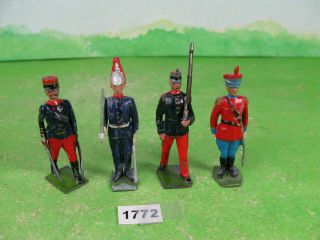 Vintage Britains Lead Soldiers X4 Mixed Officer Collectable Models 1772