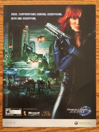 Perfect Dark Zero Xbox 360 2005 Vintage Game Poster Ad Print Art Goldeneye Rare