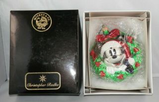 Christopher Radko Disney Mickey Mouse Wreath Ornament Christmas Tree 1998 W/box