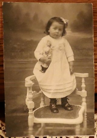 Cabinet Photo,  Little Girl With Fashion Doll