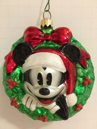 Mickey Mouse Wreath Ornament By Christopher Radko 1998