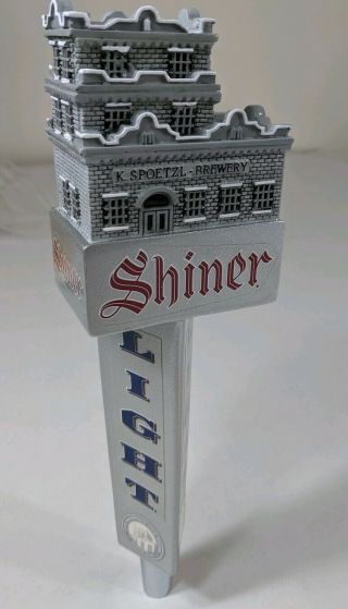 Rare Shiner Light Spoetzl Brewery Building Beer Tap Handle Silver Texas