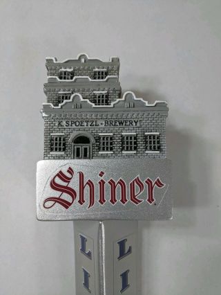 Rare Shiner Light Spoetzl Brewery Building Beer Tap Handle Silver Texas 3