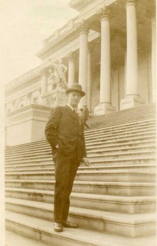 Cc582 Vintage Photo Man In Bowler Hat,  Washington Dc C 1924