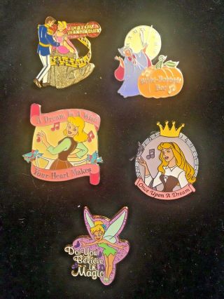 5 Disney Magical Music Moments Pins - Cinderella,  Tinkerbell,  Sleeping Beauty