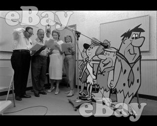 Rare Flintstones Cartoon Tv Photo Hanna Barbera Studios Recording Session