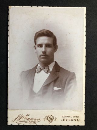 Victorian Photo: Cabinet Card: Handsome Young Man: Summer: Leyland