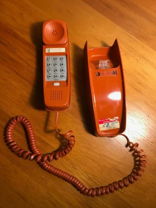 Vintage 1970 ' s AT&T Trimline Burnt Orange Wall Mount Telephone 2