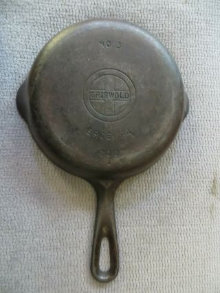 VINTAGE GRISWOLD No 3 SMALL LOGO CAST IRON FRYING PAN - 709 I 3