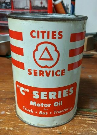 Cities Service Oil Can - 1 Quart Metal Can (circa 1946 - 1955)