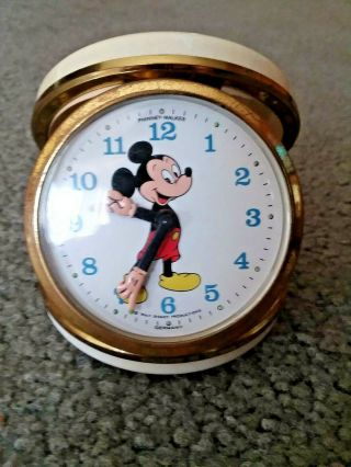 Vintage Walt Disney Productions Mickey Mouse Travel Clock Phinney - Walker 60 