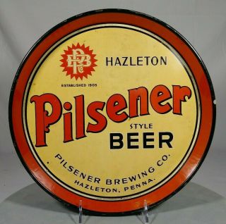 Old Hazleton Beer Tin Litho Tray Pilsener Brewing Co.  Hazleton Pennsylvania Pa