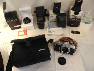 Vintage Minolta Japan Srt - 102 Film Camera 1973 (4) Lenses Flash 2800 Cases