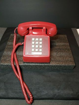 Vintage Red Push - Button Touch - Tone Desk Phone Western Electric Bell Sys 2500dmg