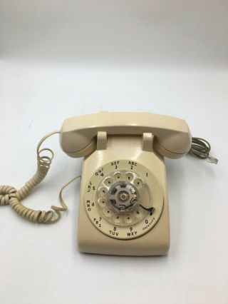 Vintage Beige At&t Rotary Dial Desktop Phone