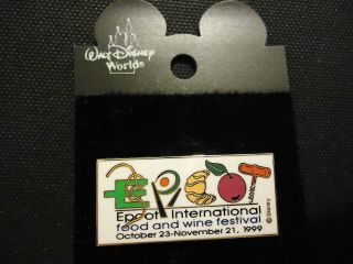Disney Wdw Epcot International Food And Wine Festival 1999 Rectangle Pin On Card