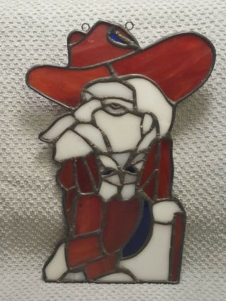 Vintage Ole Miss Rebels Col Reb Stained Glass Window Decoration.  Hand Made.