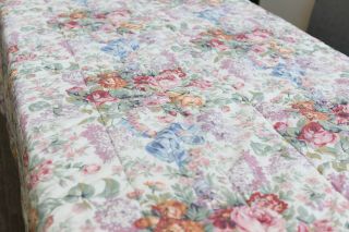 Ralph Lauren Full/queen Comforter Allison Floral Vtg Rose/lilac/blue Ribbon F/q