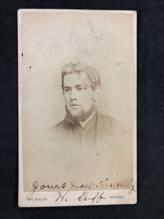 Victorian Carte De Visite Cdv: Gent Named Signed: Wyles (chemist) : Bourne