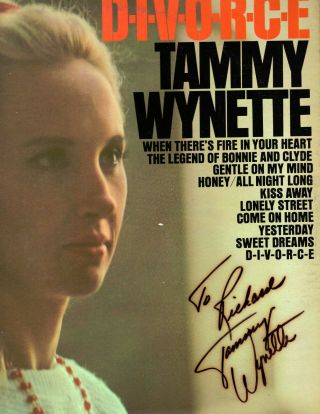 Tammy Wynette - D - I - V - O - R - C - E - Stereo Lp Signed By Tammy