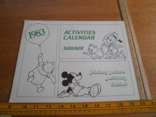 1983 Disneyland Employees Activity Calendar Canoe Racing Etc Summer