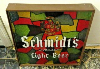 Schmidt ' s Philadelphia Beer Lighted Plastic Stained Glass Sign Norristown PA &OH 2