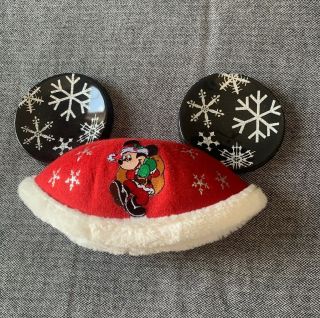 Disney Mickey Mouse Christmas Santa Hat Ears Fur Trim