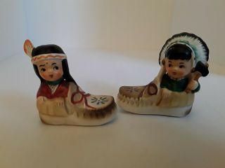 Vintage Indian Native American Salt And Pepper Shakers Japan Thanksgiving