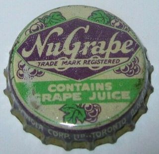 Nugrape Grape Soda Bottle Cap; Toronto,  Canada; Cork