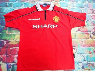 M41 1998 - 00 Manchester United Home Shirt Large Vintage Football