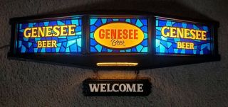 Vintage Genesee Beer On Tap Welcome Plastic Mosaic Light Up Bar Sign Display