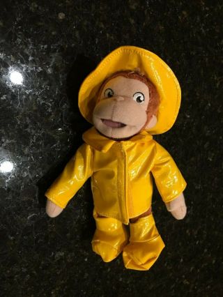 Curious George Monkey Plush In A Yellow Raincoat And Yellow Hat
