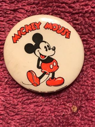 Mickey Mouse Walt Disney Enterprises Pinback Vintage 30’s Or 40’s