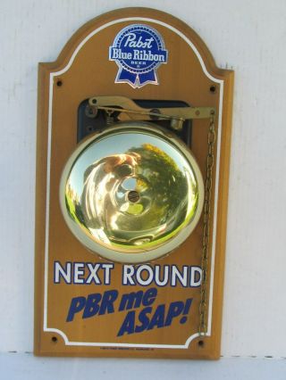 Vintage Nos Pabst Blue Ribbon Beer Bell Sign Next Round Pbr Me Asap