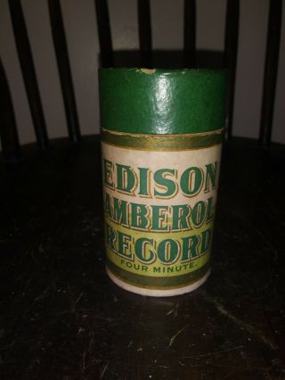Early Edison Amberol Cylinder Record W/ Case