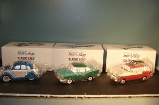 " Classic Cars " Department Dept 56 Snow Village Set Of 3 Series 5457 - 7