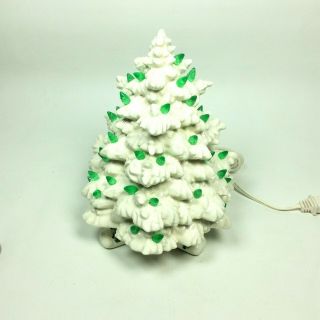 Vintage 9 " All White Light Up Ceramic Christmas Tree