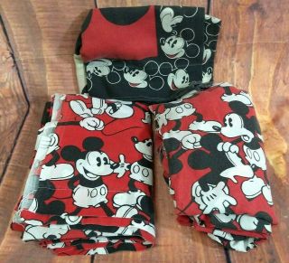 Disney Classic Mickey Mouse Twin Sheet Set Fitted Flat Sheet Pillowcase Bedding