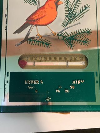 Vintage Advertising Thermometer Mirror Dairy Cardinals Gift 3