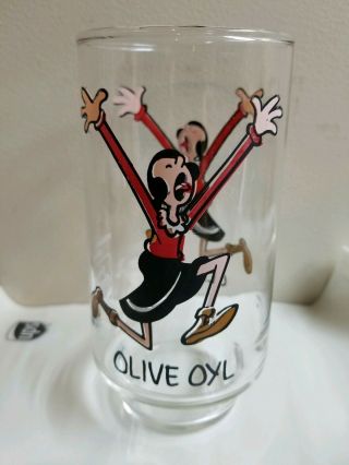 1975 Coke Coca Cola Kollect A Set Olive Oyl Popeye Cartoon Glass Tumbler