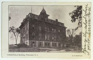 1906 Ny Postcard Whitehall York Central School Building E.  P.  Manville Udb