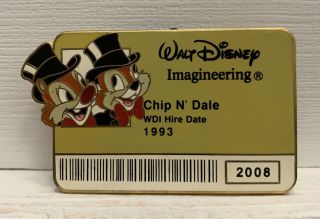 Disney Wdi Chip & Dale Le300 I.  D.  Badge Pin