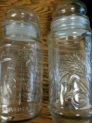 2 Planters Mr Peanut Glass Jar With Lid.  75th Anniversary 1991 &1981