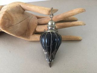Vintage Polished Cow Horn & Wirework Indian Perfume,  Kohl Cosmetic Bottle,  Flask