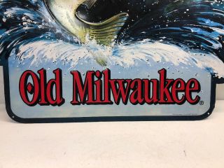 Old Milwaukee Bass Fishing Beer Tin Sign Advertising 24 