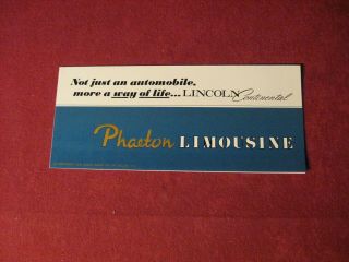 1972 Lincoln Phaeton Limousine Sales Brochure Booklet Book Old