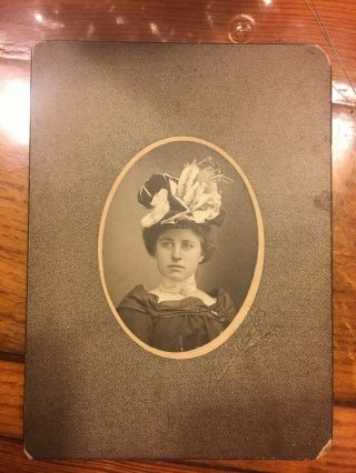Vintage Late 1800’s Photo Lady In Art Deco Hat