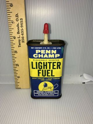 Penn Champ Lighter Fluid,  Oiler,  Handy Oil 4oz,  Rec. ,  Plas Top,  1950s.  8,  Cond.