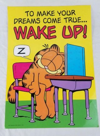 Vintage Garfield The Cat Poster 13.  5 " X19 " Classroom Educational Dreams Wake Up